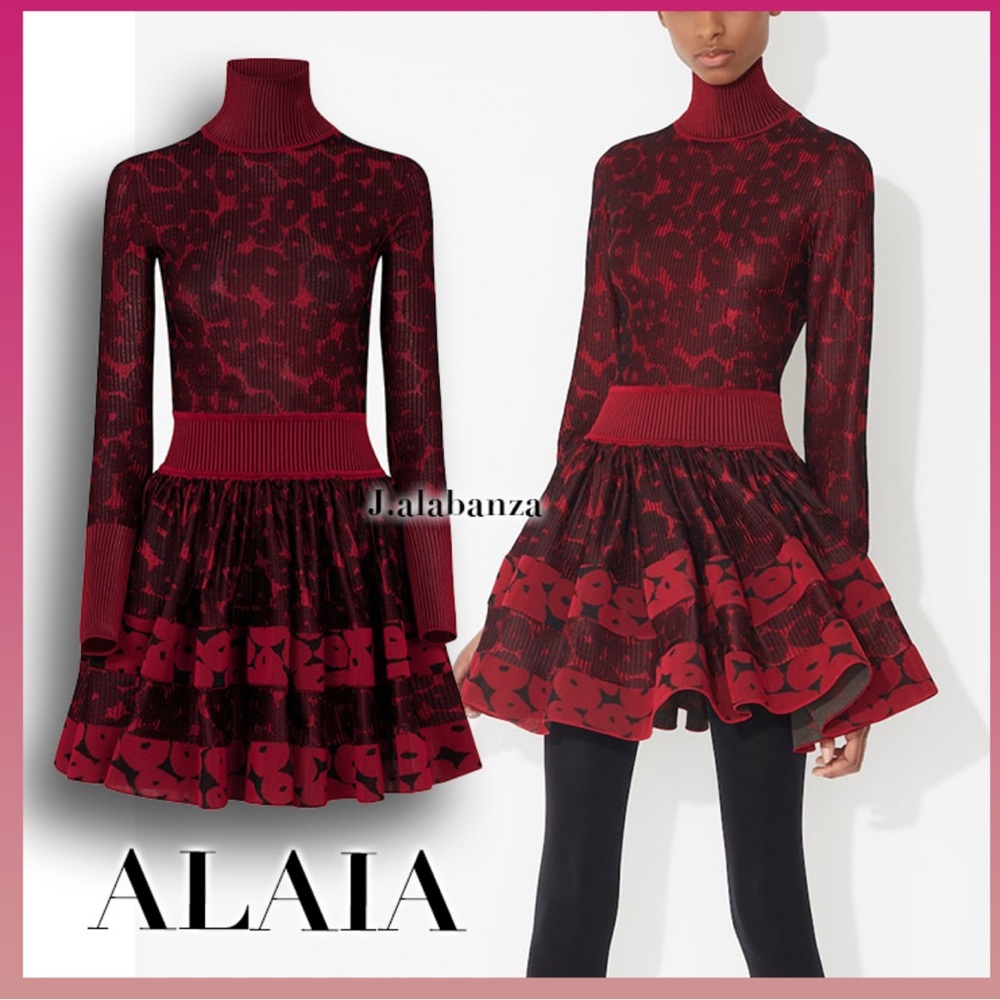ALAÏA Ribbed Long-Sleeve Minidress NEW w Tags